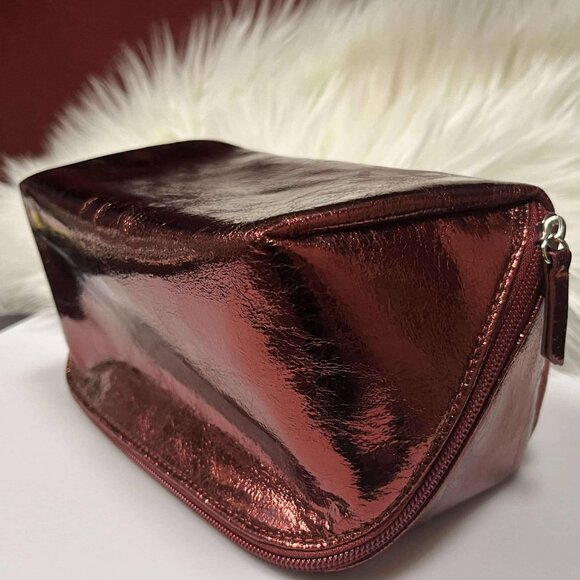 designer store Handbags - Maroon Shiny Make up bag 2 compartments zippered